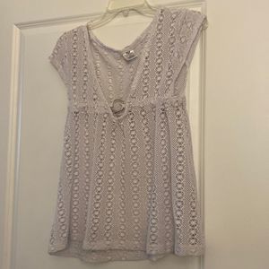 EUC NECESSITY Swim Top Eyelet Ring Blouse Coverup - Size XL
